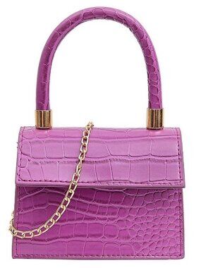 Mini Faux Leather Shoulder Bag in Purple